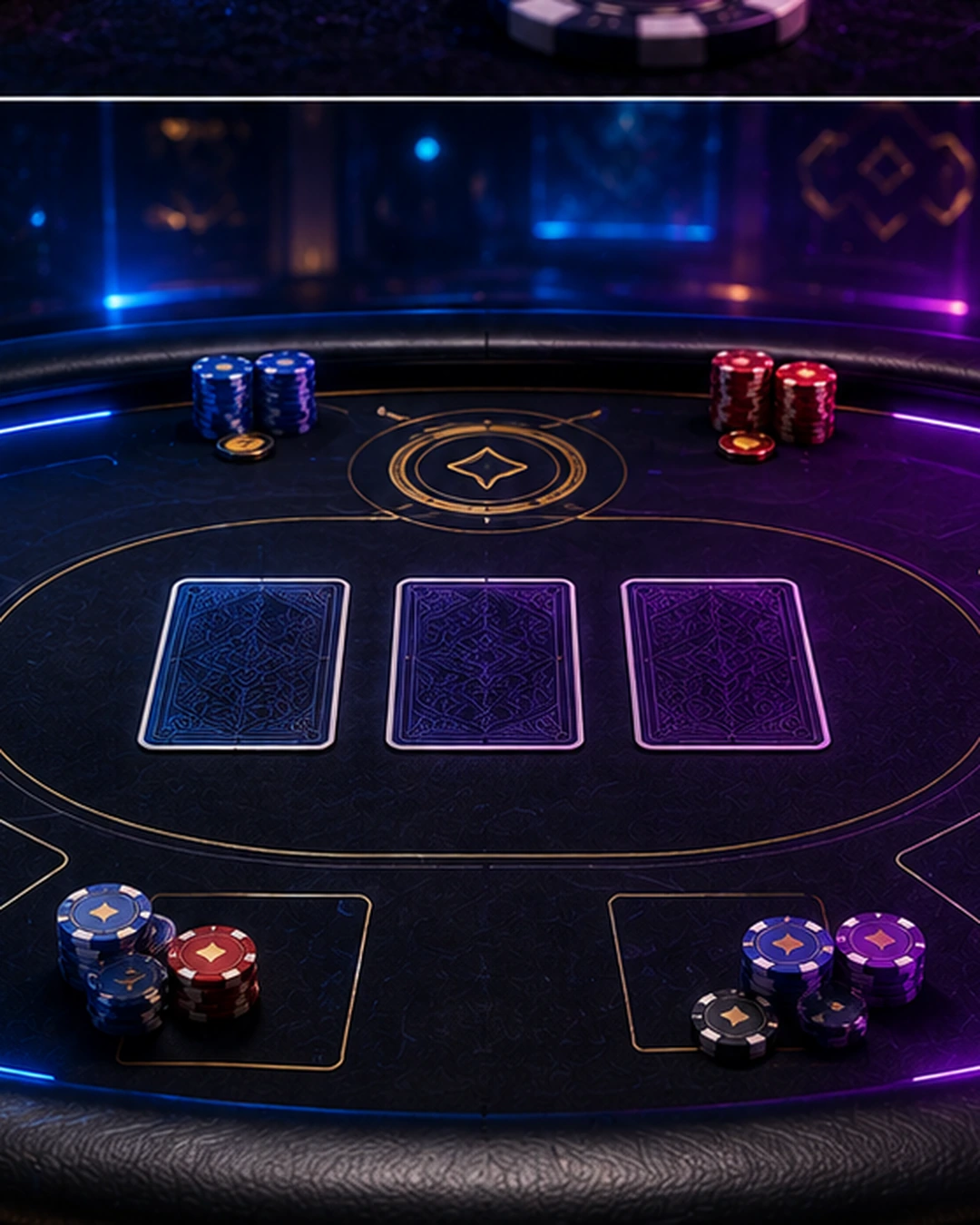 Trio card table and current game context